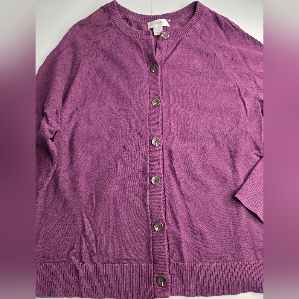 CJ Banks 0X Rich Purple Button-Up Cardigan Soft Cozy Bz0394 - Picture 2 of 9